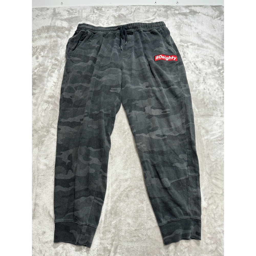 80eighty Jogger Sweatpants Men's‎ Size XL Camouflage, Black/Gray Fleece EUC